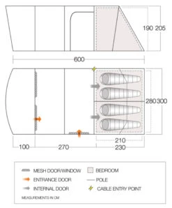 Vango Aether Poled 450XL Tent (2022) -Outdoor World Direct aether 450xl floorplan low