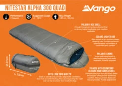 Vango Nitestar Alpha 300 Quad Sleeping Bag (FOG) -Outdoor World Direct nitestar 300 infographic