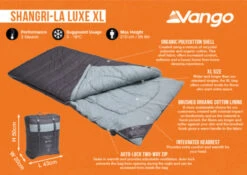 Vango Shangri-La Luxe XL Sleeping Bag (2023) -Outdoor World Direct shangri la luxe xl infographic 1