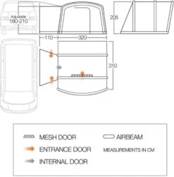 Vango Airbeam Vango Como Air Low Awning (180-210cm) (2023) 10 Vango Airbeam Vango Como Air Low Awning (180-210cm) (2023) -Outdoor World Direct vango 2019 awnings floorplan cove low