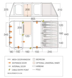 Vango Airbeam Vango Anantara IV TC 650xl Air Tent (2023) -Outdoor World Direct vango 2021 airbeam si pro floorplan anantara iii air tc 650xl 1